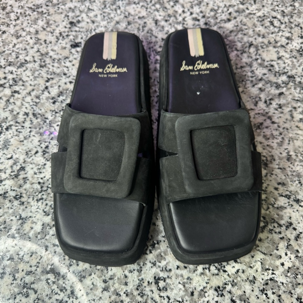 Sam Edelman Wendy Platform Black Slide Sandals Size 38 - Picture 4 of 10